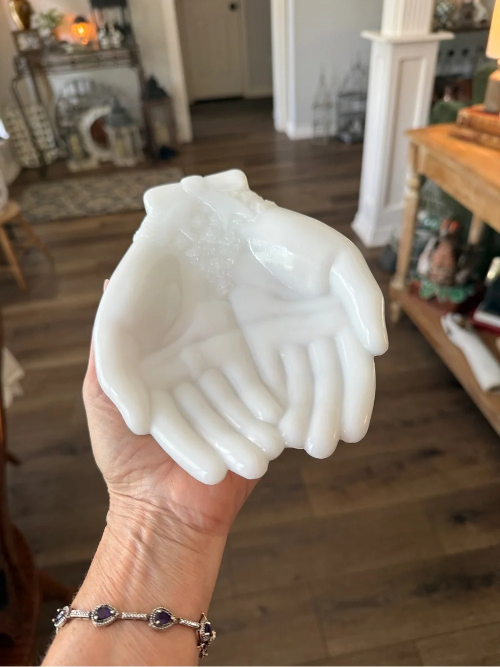 Vintage Milk Glass “Hand” Trinket Dish